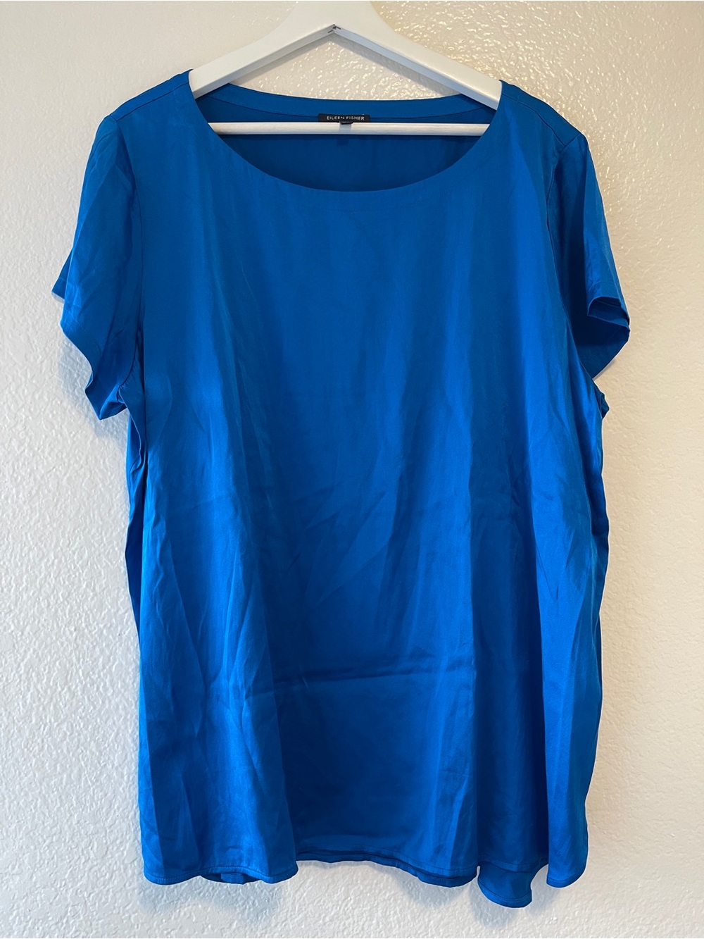 Eileen Fisher Vibrant Cobalt Blue Short-Sleeve Silk-Blend Tee